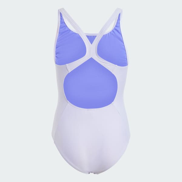Purple 3-Stripes C-Back Swimsuit Kids