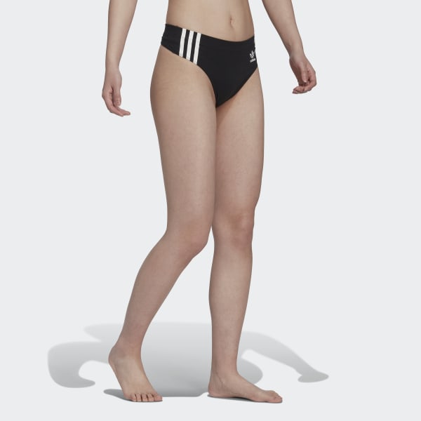 Black Adicolor Comfort Flex Cotton Wide Side Thong Briefs (2 Pairs) HPO17