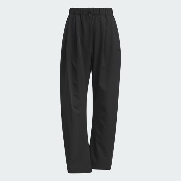 ブラック ソフトリュクス ダブルウィーブ オーバーサイズフィット パラシュートパンツ