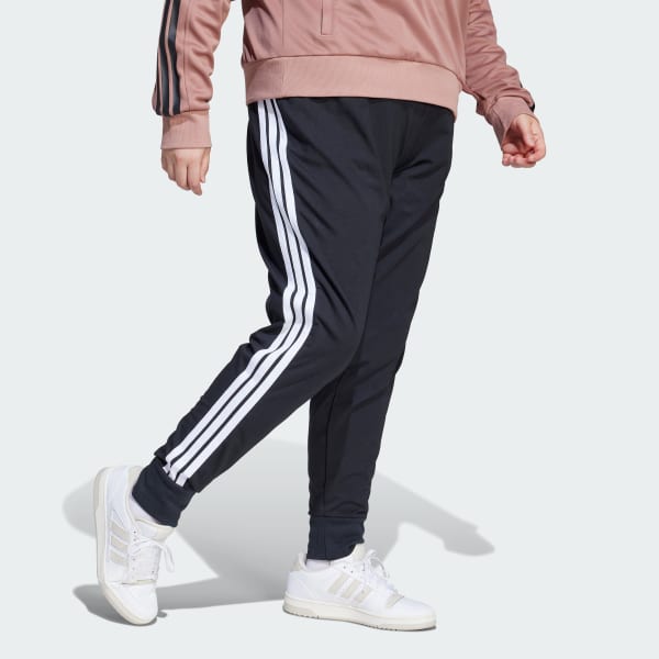 cerná KALHOTY ESSENTIALS 3-STRIPES JOGGER (PLUS SIZE)