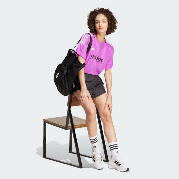 Purple Tiro Cut 3-Stripes Jacquard Boyfriend Tee