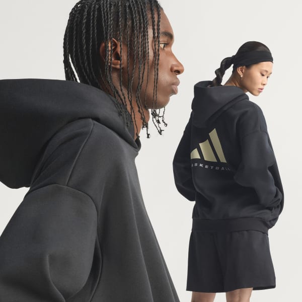 Siyah adidas Basketball Polar Kapüşonlu Üst (Unisex)