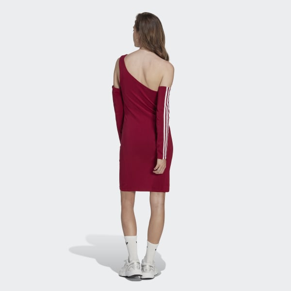Red adicolor Trefoil Cutout Long Sleeve Dress