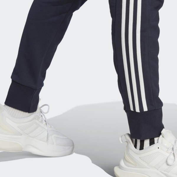 Niebieski Essentials French Terry Tapered Cuff 3-Stripes Joggers NWN54