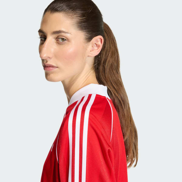 adidas 3-STRIPES JACQUARD LONG SLEEVE TEE - Red | Free Shipping