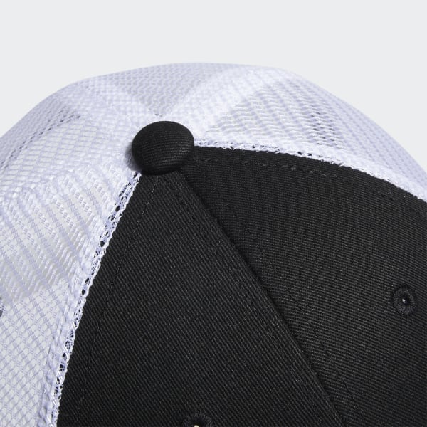 Black Structured Mesh Snapback Hat