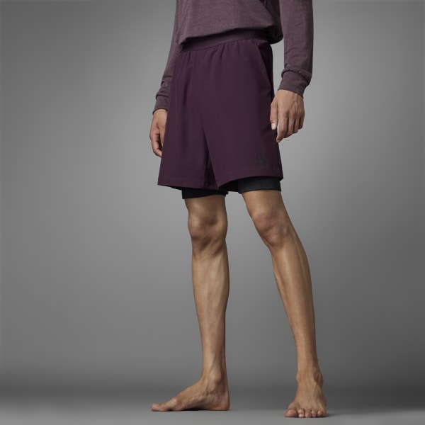 adidas Authentic Balance Yoga 2-in-1 Shorts - Red | Men's Yoga | adidas