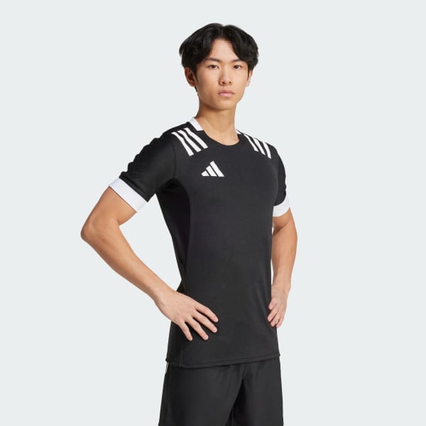 zwart 3-Stripes Fitted Shirt