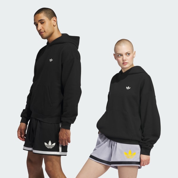 Negro Sudadera con Gorro Estampado (Unisex)