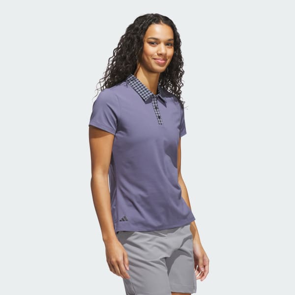 Morado Polera Cuello Polo Manga Corta Gingham Ultimate365