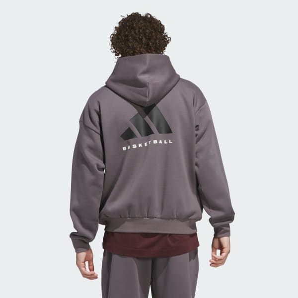 Grey adidas Basketball Fleece Hoodie (Gender Neutral)