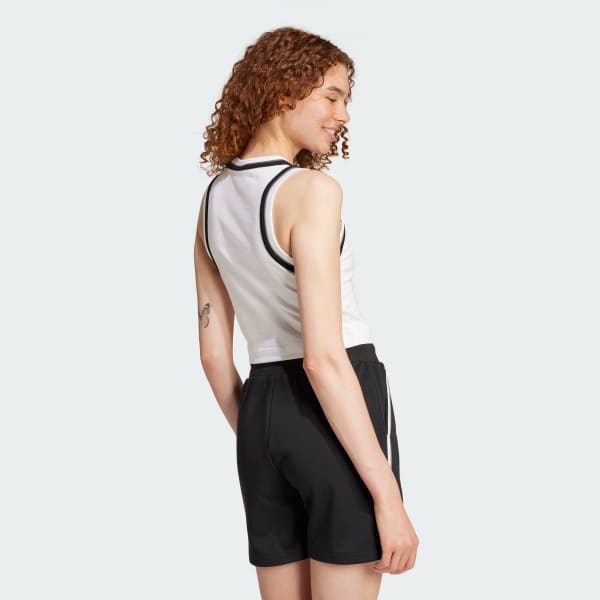 Branco Camisola de Alças Curta de Algodão Essentials