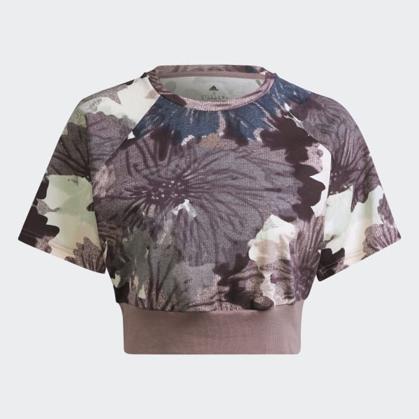 Purple Allover Print Crop Top MME52