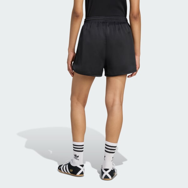 ブラック adidas Originals サテン ショーツ ラッフル スリーストライプス