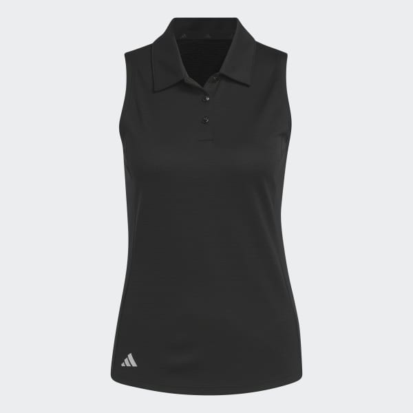 Black Texture Sleeveless Golf Polo Shirt