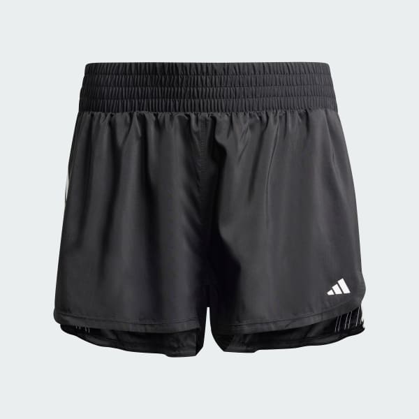 Schwarz Pacer Training 3-Streifen Woven High-Rise Shorts – Große Größen