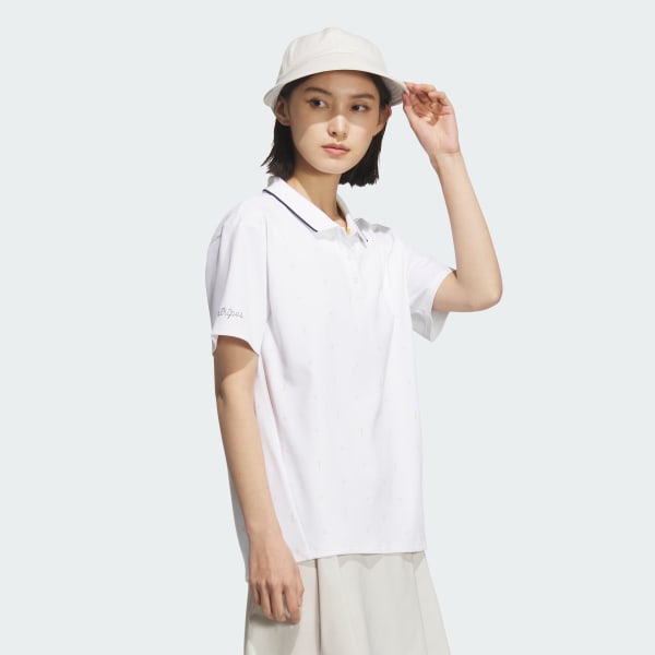 White Monogram Short Sleeve Polo Shirt