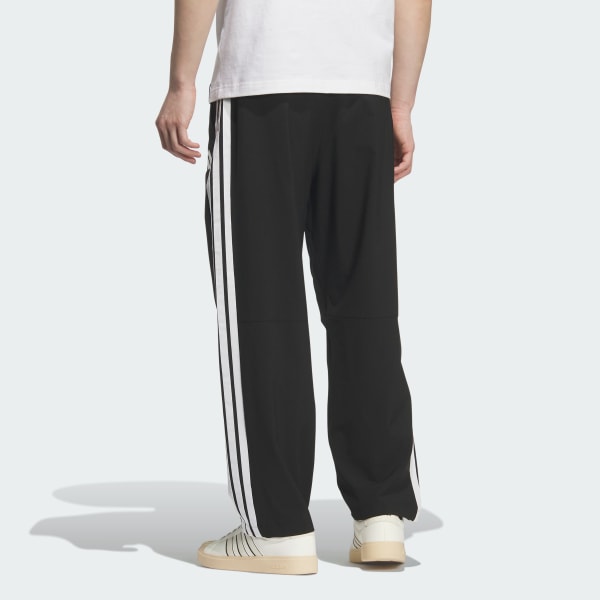 Black 트윌 루즈 핏 테이퍼드 오픈 헴 팬츠