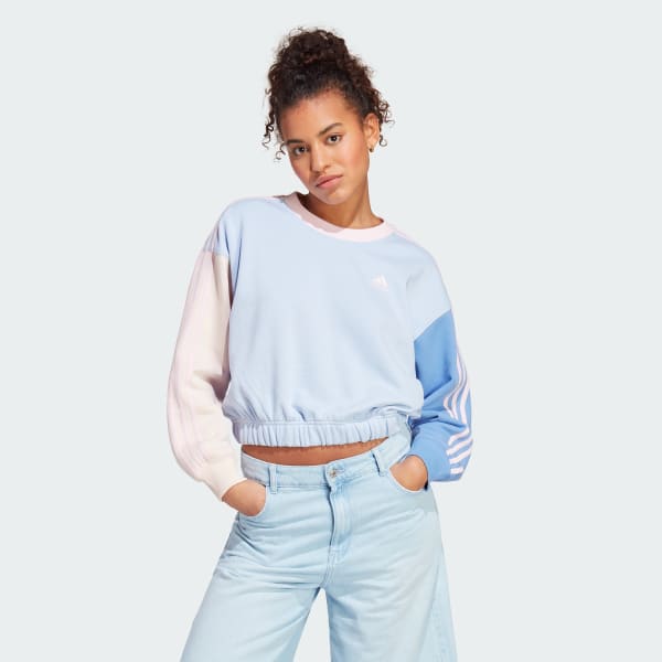 Adidas originals 3-stripes deals crop crew sweatshirt