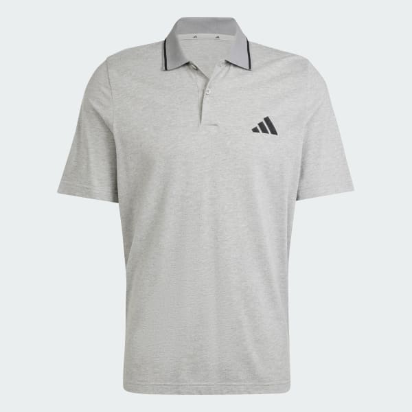 Grey Essentials Small Logo Piqué Polo Shirt