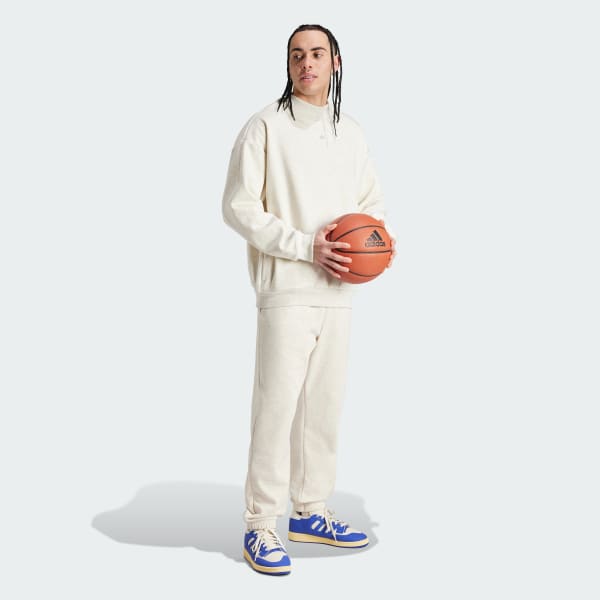 White adidas Basketball Fleece Joggers