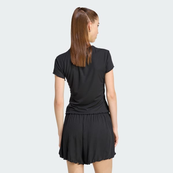 Black ESSENTIALS SCALLOPED EDGE BABY TEE