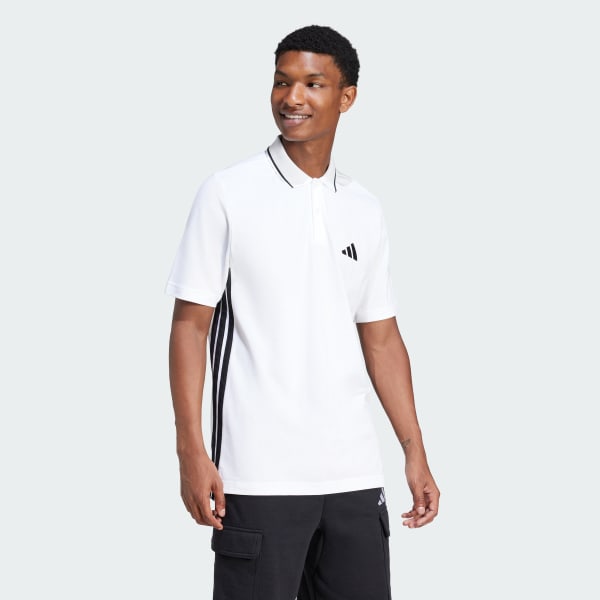 Λευκό Essentials 3-Stripes Piqué Polo Shirt