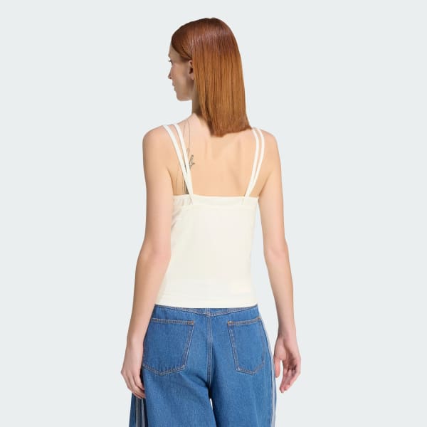 White DOUBLE LAYERED TANK Top