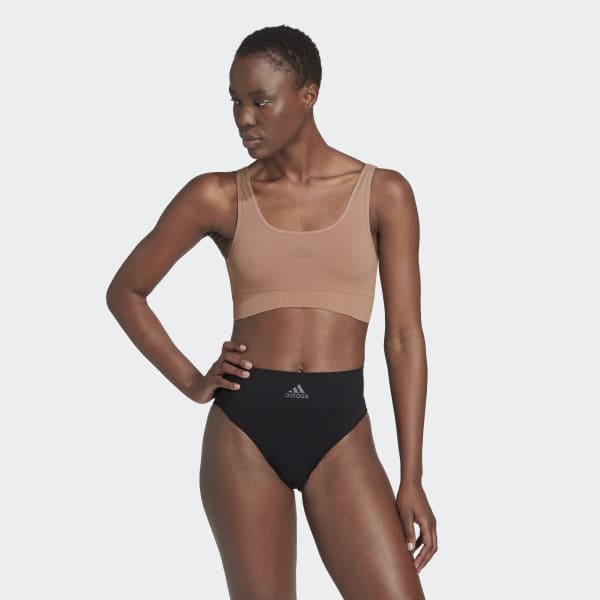 Beige Active Seamless Micro-Stretch Scoop Lounge Bra HPO57