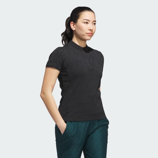 Đen Áo Polo Ngắn Tay Jacquard Go-to