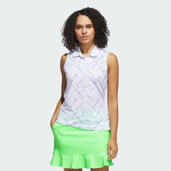 blanc Polo imprimé sans manches Ultimate365