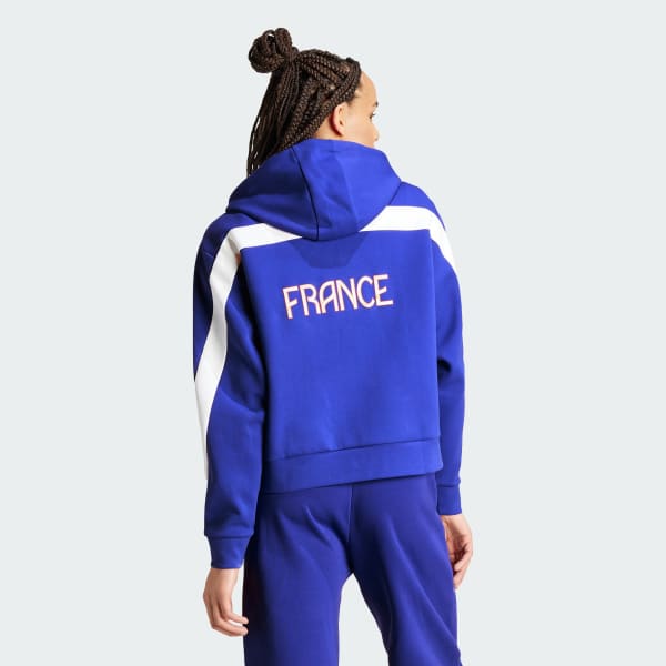 Azul Casaco com Capuz Team France