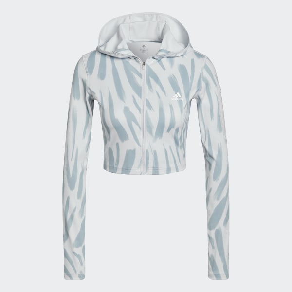 Grau Run Icon Allover Print Running Kapuzenjacke