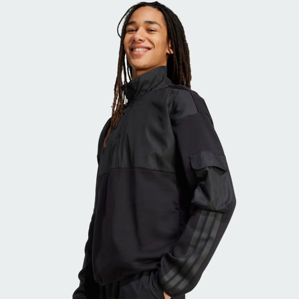 adidas City Tech Utility Half-Zip Sweatshirt - Black | Free