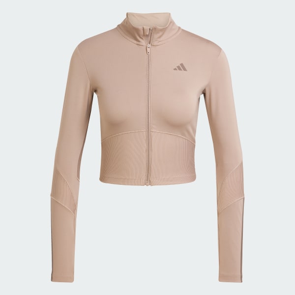 Marron Haut zippé à côtes Hyperglam