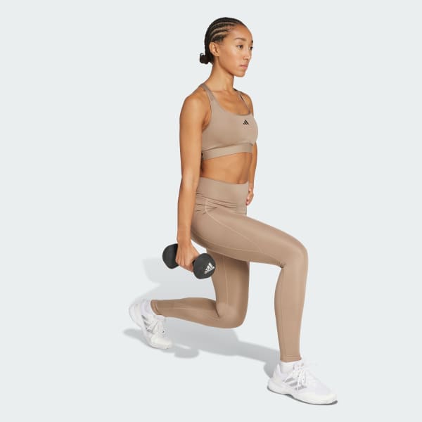 สีน้ำตาล กางเกงรัดรูปขายาวมีกระเป๋า Optime Essentials