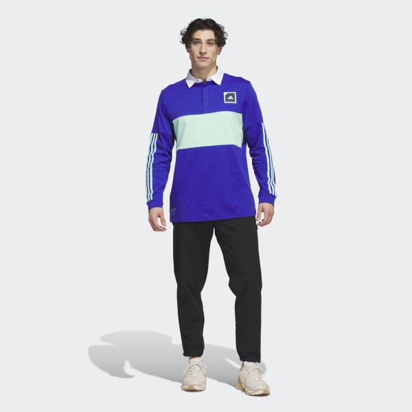 Blue Adicross Long Sleeve Golf Polo Shirt