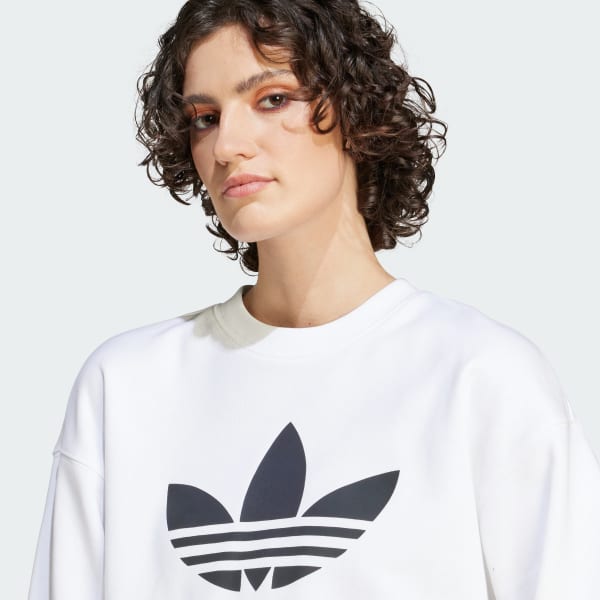 adidas Trefoil Crew Sweatshirt - White | adidas Canada