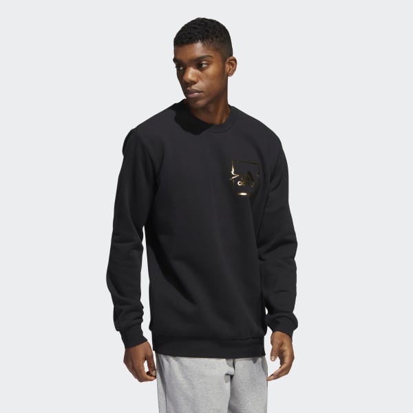 Black Liquid Foil Graphic Crew Sweatshirt