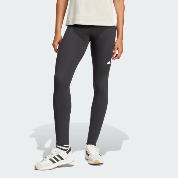 Black Essentials Big Logo Cotton Leggings