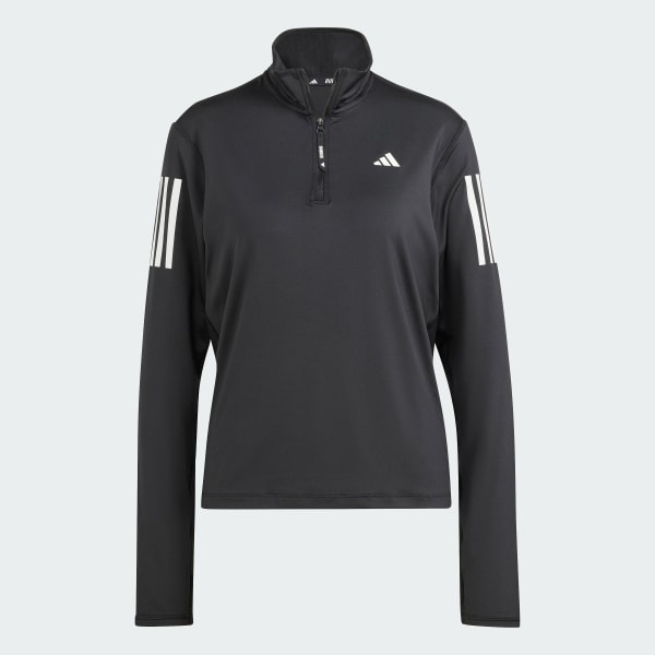Negro Sudadera Own the Run Half-Zip