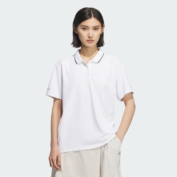White Monogram Short Sleeve Polo Shirt