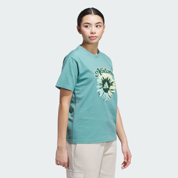Turquesa Playera Floral Graphic