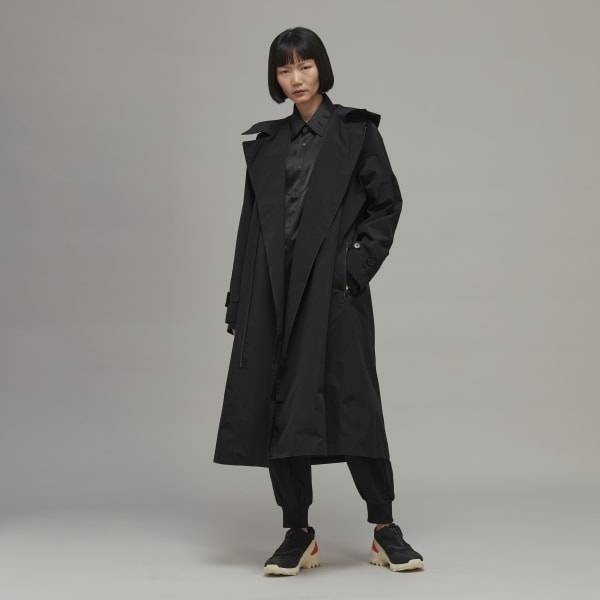 Czerń Classic Dorico Nylon Hooded Trench Coat H4954
