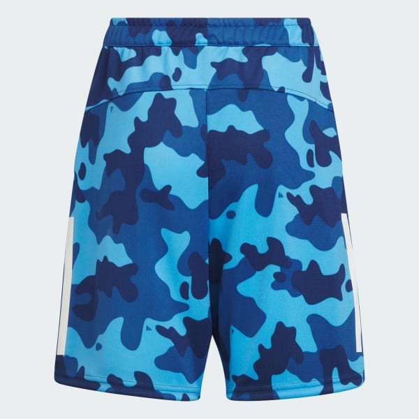 ブルー エッセンシャルズ カモ パック ルーズフィット ダブルAOPニットショーツ