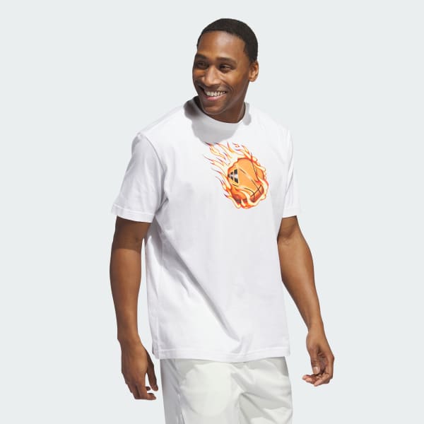White On Fire Basketball Graphic Tee