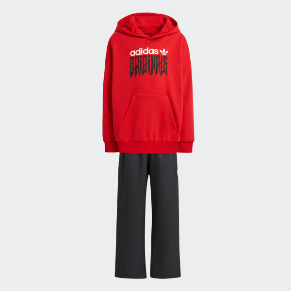 Rojo Conjunto de Buzo con Capucha Estampado Kids