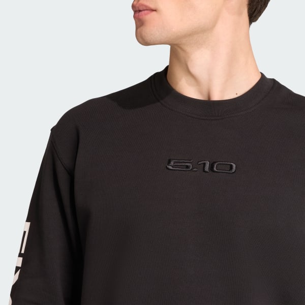 adidas Five Ten Logo Crew Neck Sweatshirt - Black | Free