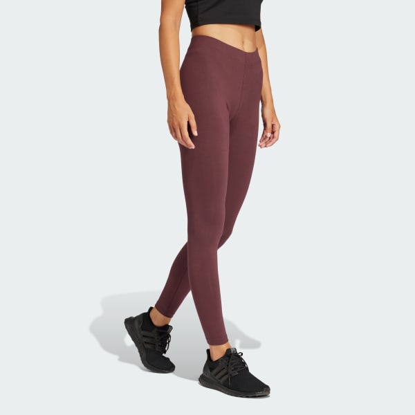 Burgundy Essentials Linear Cotton Leggings