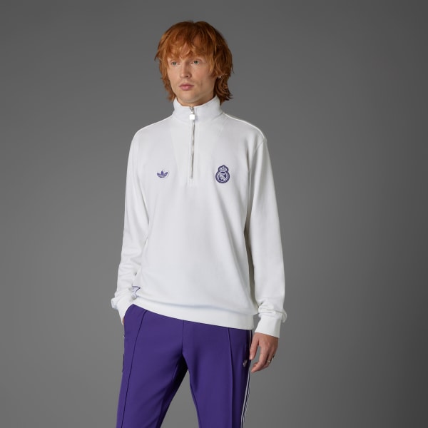 wit Real Madrid Terrace Icons Trui met Halflange Rits